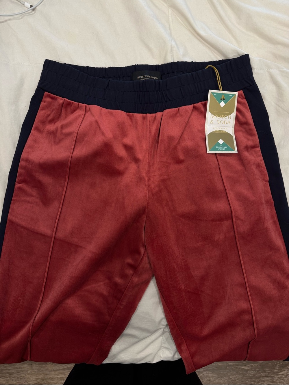 Scotch & Soda Red Satin-Front Track Pants
